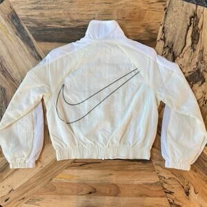 Nike Kids Crop Track Jacket Cream White Girls Youth Medium M FB1267-113